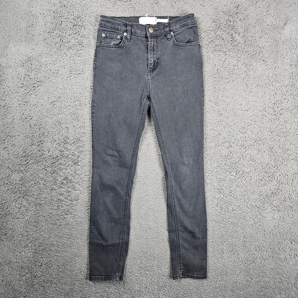 Free People Womens Hi-Rise Skinny Jeans Faded Black Denim Size 26 Stretch Boho